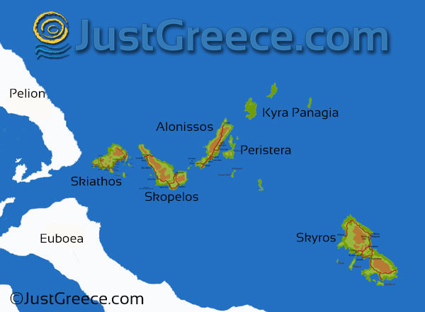 The map of Sporades islands